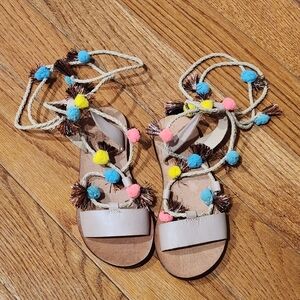 Zara Girls Pom Pom Sandals EU 29